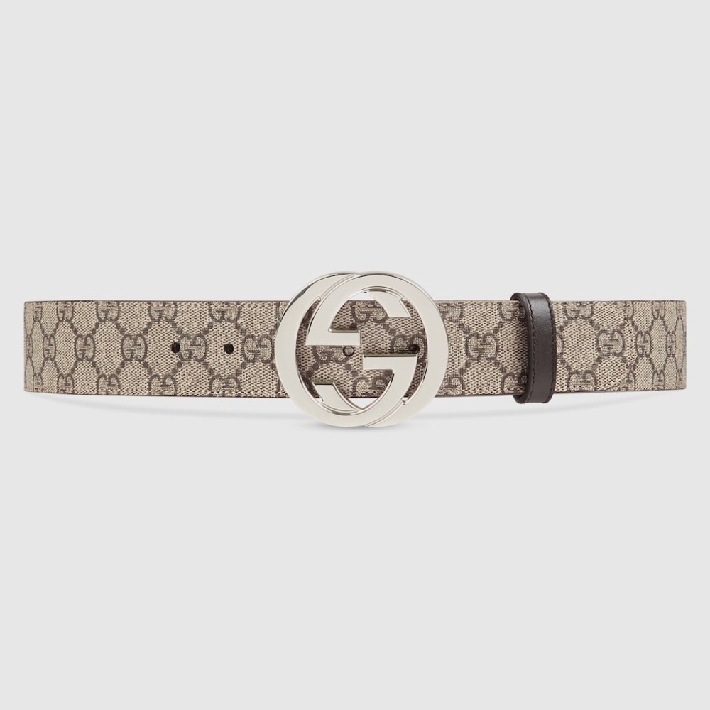 GUCCI SUPREME BELT WITH G BUCKLE MENS BROWN LOGO PRINT REVERSIBLE {$480} 75 / 30